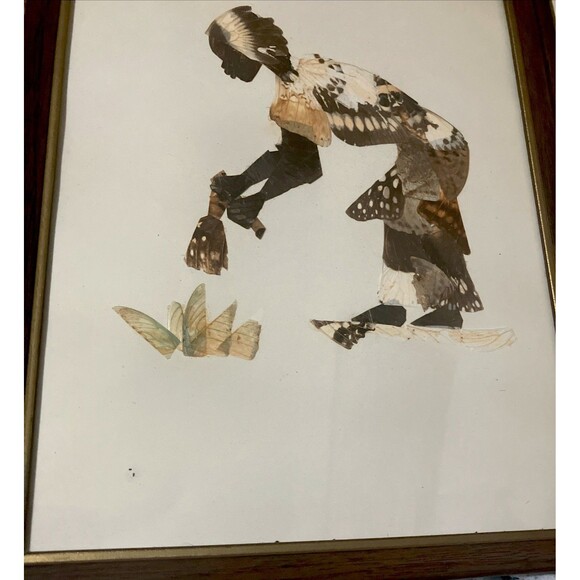 Two Vintage South African Framed Hand Crafted Butterfly Wing Art in Frames - Picture 11 of 16